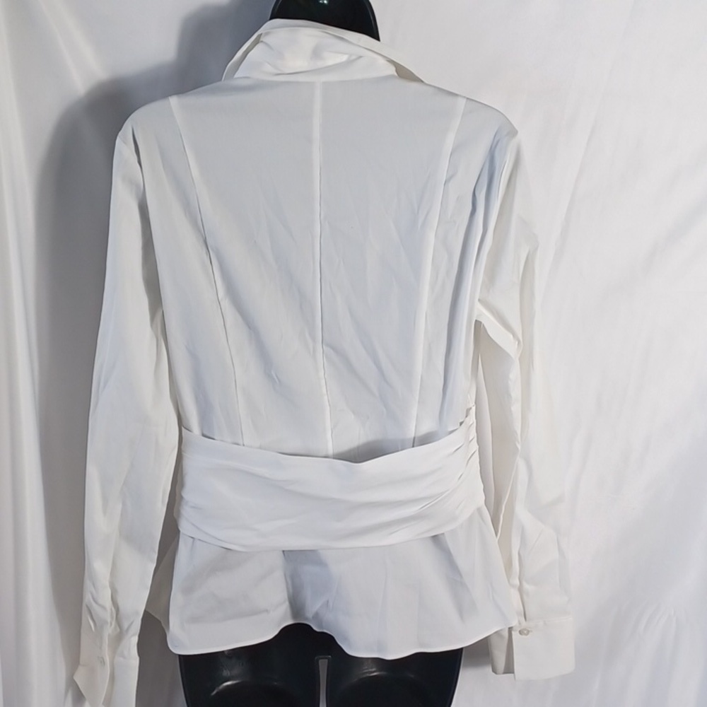 WHBM White Obe Wrap Dress Shirt Size 10 - Picture 7 of 7